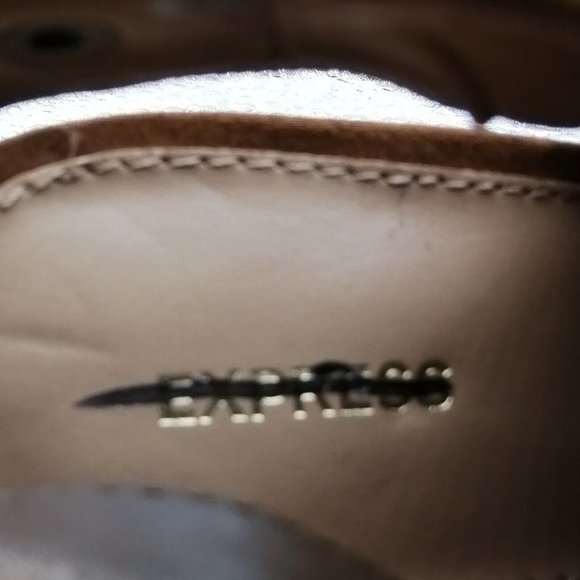 Express Womens Ankle Boot Mule Sandals Brown Faux Suede Side Zip High Heel 10 - Picture 8 of 9